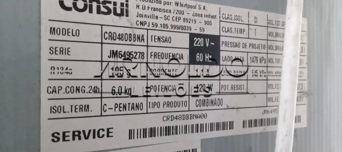 LOTE 004 - REFRIGERADOR DUPLEX CONSUL 480 - R$ 800,00 (oitocentos reais)